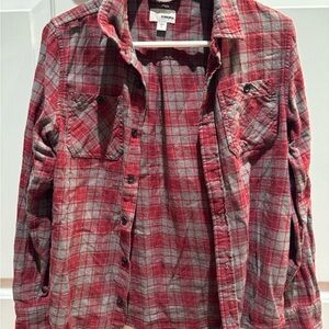 SONOMA Red and Gray Plaid Button-Up Shirt